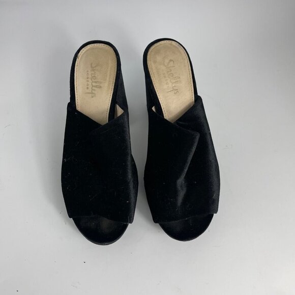 Shellys London “Dalia” Black Velvet Chunky Heel Sandals – Women’s Size 38 - Picture 4 of 9